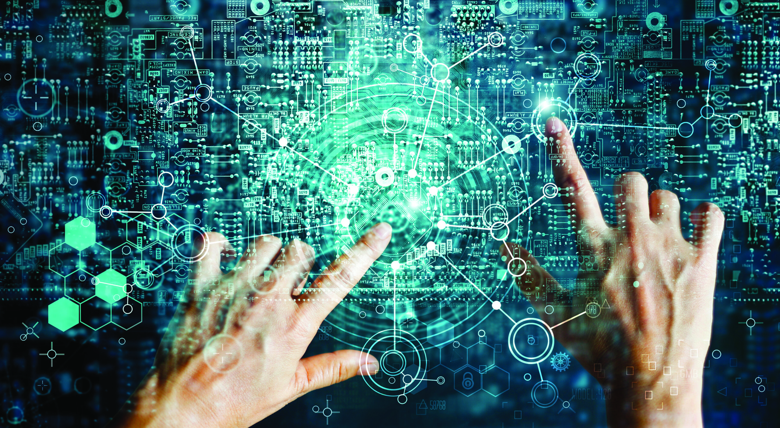 Innovations systems connecting people and intelligence devices. Futuristic technology networking and data exchanges connection and computer industry from telecommunication and internet development.